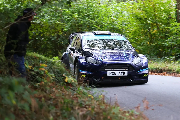 Overall winners Rob Swann and his co-driver Steve McNulty driving a Ford Fiesta WRC.